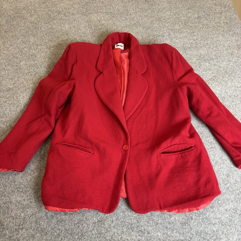 Leslie Fay Red Wool Blazer Jacket Women's Large Vintage Made in Canada